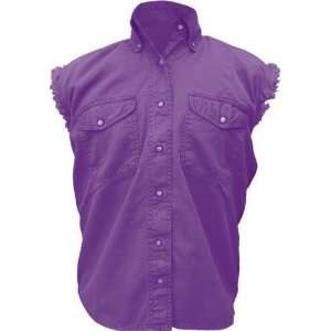 Ladies Purple Cotton Twill Sleeveless Shirt Automotive