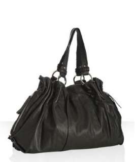 Junior Drake black leather Farrah gathered shoulder bag   up 