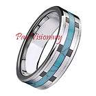   Tungsten Ring Band w/ Turquoise Shell & Black Resin Block Inlay 5mm