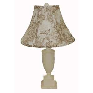    Antique White Table Lamp w/Brown Bird Toile Shade
