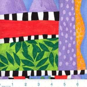   Motion Island Collage Red/Blue/Purple Fabric By The Yard Arts, Crafts