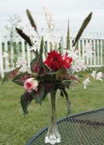 Reception Birthday Party Rose Bud Vase Arrangement Pink / White Wispy 