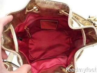 Coach 17906 Poppy Gold Sequin Cinch Shoulder Bag Crossbody Purse 