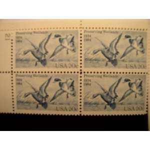   Waterfowl Preservation, S# 2092, Plate Block of 4 20 Cent Stamps, MNH