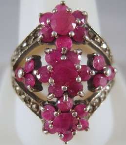   Silver 2.0ctw Natural Ruby + Marcasite Ring 7 Grams Size 10.5  