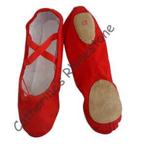 Child Red split sole Canvas Ballet Slippers shoes Size 10   3.5 Brand 