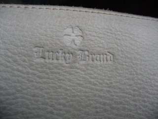 LUCKY BRAND White Leather Large Hobo Handbag Purse  