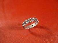 SILVER STERLING VINTAGE BEAU FLOWERS BAND RING SIZE 7  