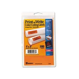 Print or Write Removable Color Coding Laser Labels, 1 x 3, Neon Orange