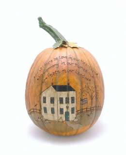   Collection ~ PRIMITIVE DESIGN RESIN PUMPKIN with HOUSE and POEM  