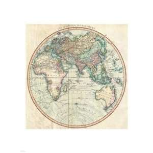   Map of the Eastern Hemisphere  18 x 24  Poster Print