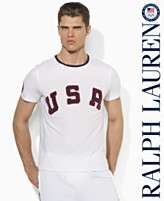 Ralph Lauren T Shirt, Team USA Olympic Ringer Short Sleeved Crew Neck 