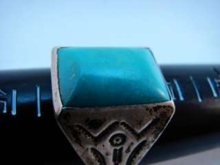 EARLY VINTAGE TURQUOISE   BELL TRADING POST  STERLING RING SZ 13   1/2 
