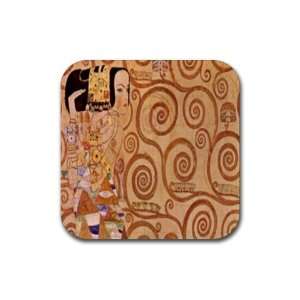  Anticipation by Gustav Klimt Square Coasters   Set of 4 