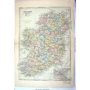  BACON ANTIQUE MAP IRELAND BELFAST DUBLIN MUNSTER ULSTER 