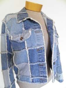 VTG 70s PATCHWORK Denim CROPPED Jacket Womens SMALL  