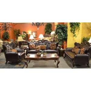  3pc Traditional Classic Leather Sofa Set, MH 931 S1