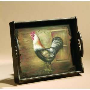  Bassett Mirror Company Hand Painted Rooster Tray