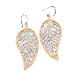   For Trees 14KT Yellow Gold & Sterling Silver Leaf Earrings on Wire