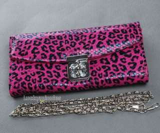  Leopard Flower Buckle Lady Long Wallet Purse Shoulder Hand Party Bag