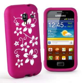HotPink Silicone Flora Case Cover for Samsung I8160 Galaxy Ace 2 II 