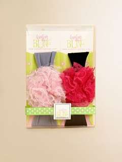 Baby Bling   Infants 2 Piece Lace Pom Pom Headband Gift Set