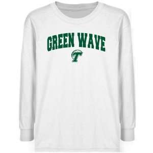  Tulane Green Wave Youth White Logo Arch T shirt Sports 
