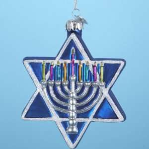   Noble Gems Glass Jewish Star Hanukkah Ornaments 4.5