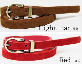 Fashion Women Round buckle real leather skinny belt pigskin belt 7 