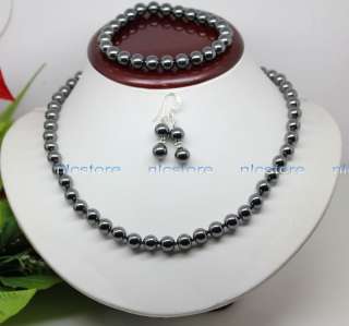 silver&Hematite necklace/bracelet/earrings set  