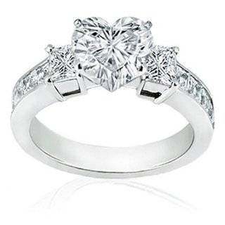   27Ct. 14K. White Gold Heart Shape Diamond Engagement Ring Jewelry