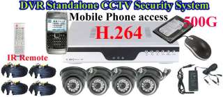   4CH 500G H.264 Network DVR 4 24LED CCD IR Dome Security camera system