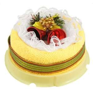   Birthday Stripe Ribbon Decor Yellow White Cake Terry Towel Adorn Home