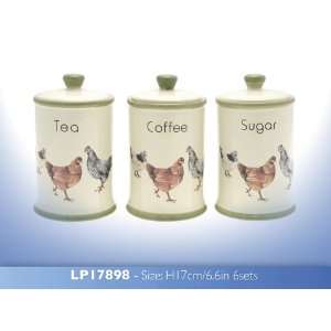  Happy Hens Tea/Coffee/Sugar Canister  (LP17898) [Kitchen 