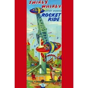  Twirly Whirly Rocket Ride 1950 12 x 18 Poster