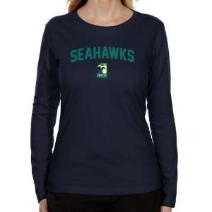 UNC Wilmington Seahawks Ladies Mascot Logo Long Sleeve Classic Fit T 
