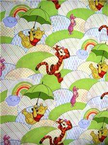   Winnie the Pooh Tigger Piglet Cartoon Rainbow Rain Fabric BTY  