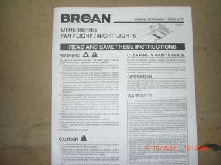 Broan QTRE110FLT Ultra Silent Bath Fan and Light  