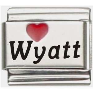  Wyatt Red Heart Laser Name Italian Charm Link Jewelry