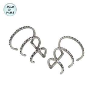    Sterling Silver Ear Cuffs Three Ring Design   E 44 Jewelry