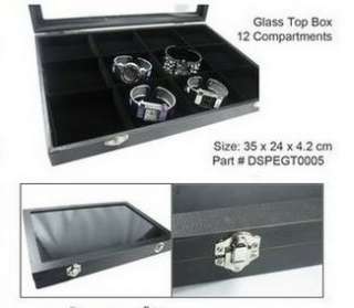 24 Compartment Jewellery Display Glass Top Case Box  