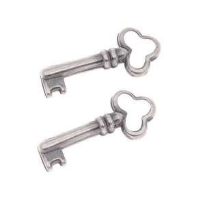  Antiqued Silver Plated Stamping Small Key Charms 18mm (2 