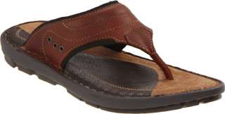   BEACHER Mens Brown Leather Comfort Slip On Flip Flop Thong Sandals