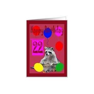  22th Birthday, Raccoon with balloons Card Toys & Games