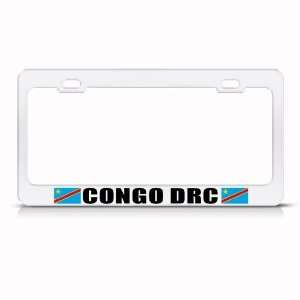  Congo Drc Flag White Country Metal license plate frame Tag 