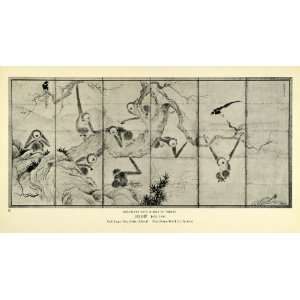  1935 Print Monkeys Birds Trees Sesshu Ashikaga Primates Animals 