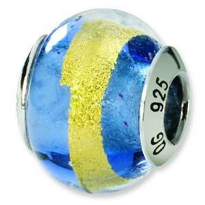    Sterling Silver Reflections Blue/Gold Italian Murano Bead Jewelry