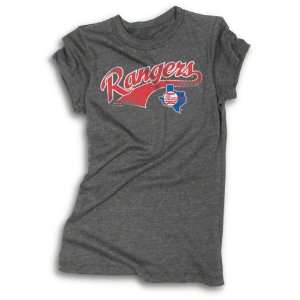 Texas Rangers Womens Cooperstown Grey Tri Blend State Logo Tunic 
