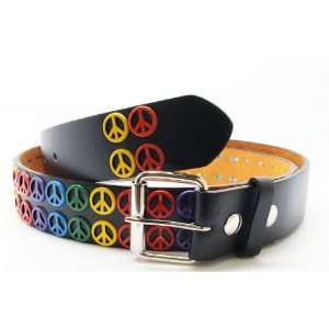  Rainbow Peace Sign Studded Belt   M Jewelry