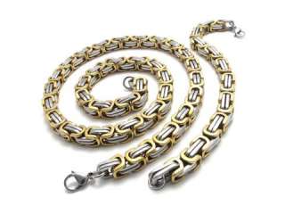 Men Gold Silver Stainless Steel Necklace Bracelet Chain  